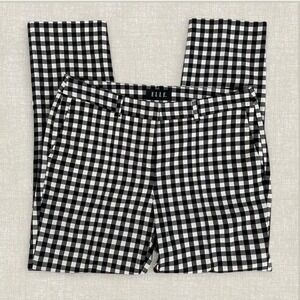 ELLE Collection Black White Gingham Slim Straight Leg Ankle Pants Size 6